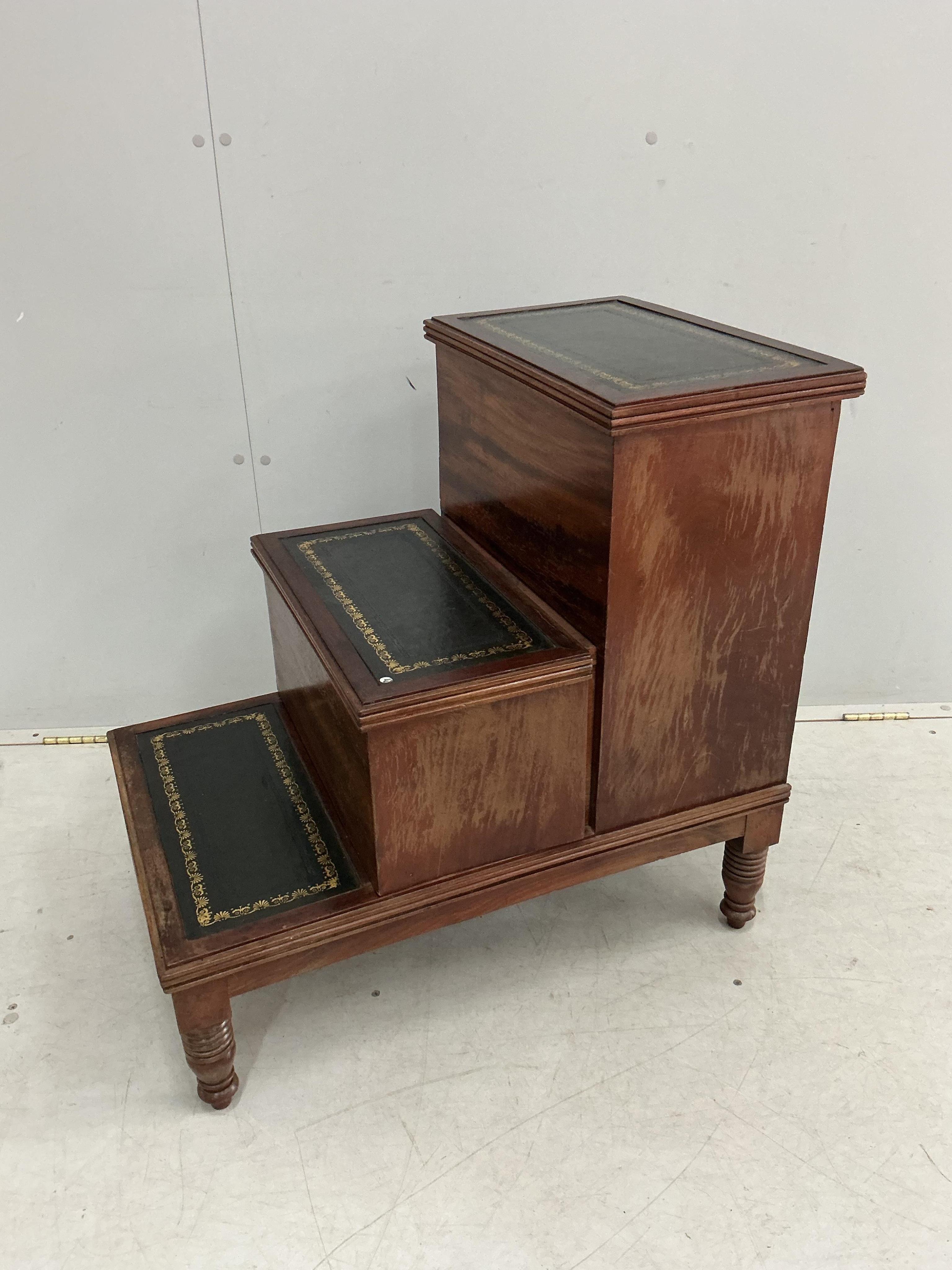 A Regency mahogany step commode, width 48cm, depth 73cm, height 73cm